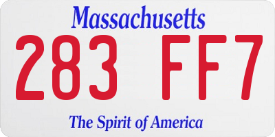 MA license plate 283FF7
