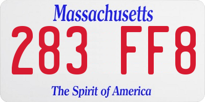 MA license plate 283FF8