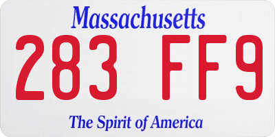 MA license plate 283FF9
