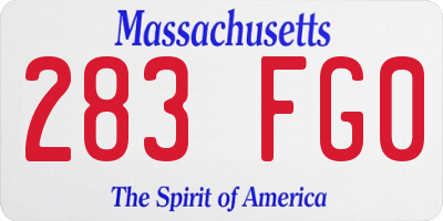 MA license plate 283FG0