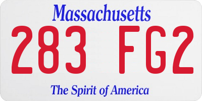 MA license plate 283FG2