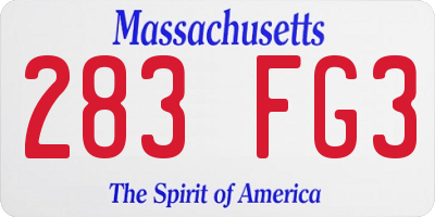 MA license plate 283FG3