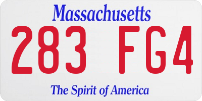 MA license plate 283FG4
