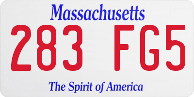 MA license plate 283FG5