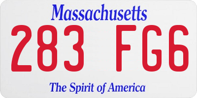 MA license plate 283FG6