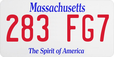 MA license plate 283FG7