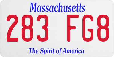 MA license plate 283FG8