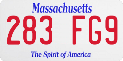 MA license plate 283FG9