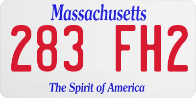 MA license plate 283FH2