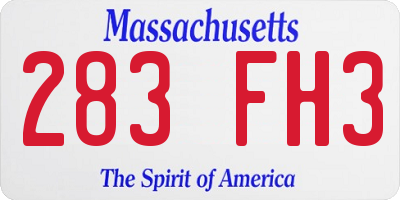 MA license plate 283FH3