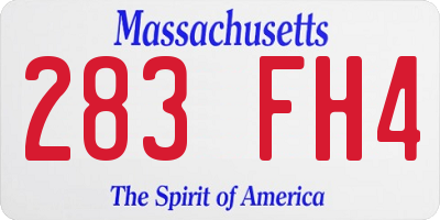 MA license plate 283FH4