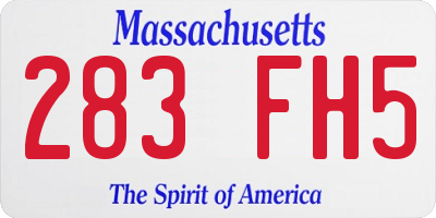 MA license plate 283FH5