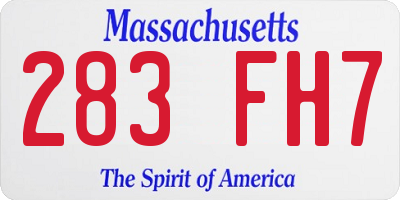 MA license plate 283FH7