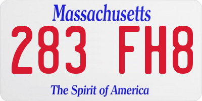 MA license plate 283FH8