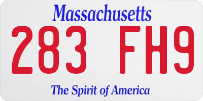 MA license plate 283FH9
