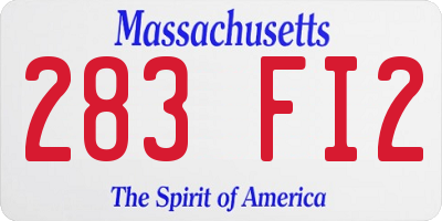 MA license plate 283FI2