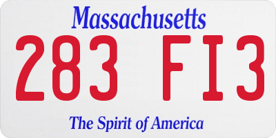 MA license plate 283FI3