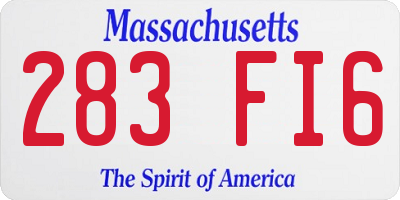 MA license plate 283FI6