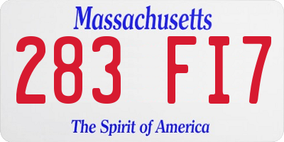 MA license plate 283FI7