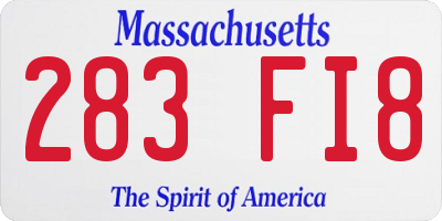 MA license plate 283FI8