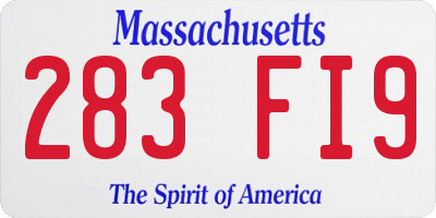 MA license plate 283FI9