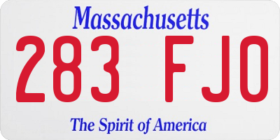 MA license plate 283FJ0