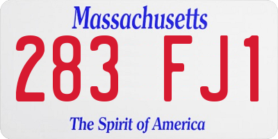 MA license plate 283FJ1