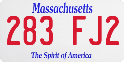 MA license plate 283FJ2