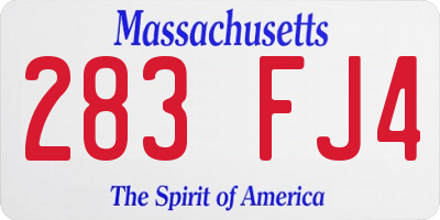 MA license plate 283FJ4