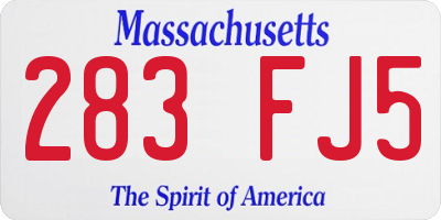 MA license plate 283FJ5