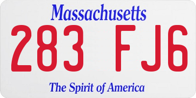 MA license plate 283FJ6