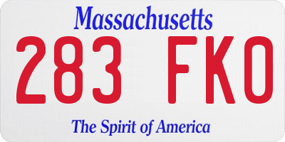 MA license plate 283FK0