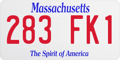 MA license plate 283FK1