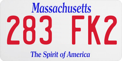MA license plate 283FK2