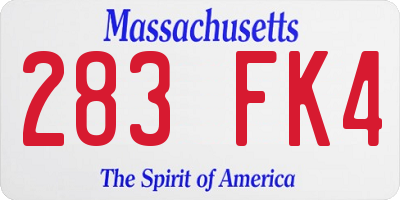 MA license plate 283FK4