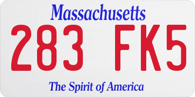 MA license plate 283FK5
