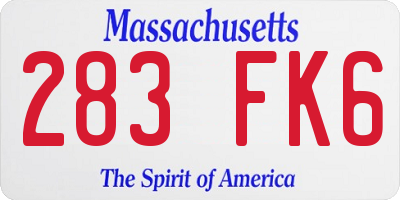 MA license plate 283FK6