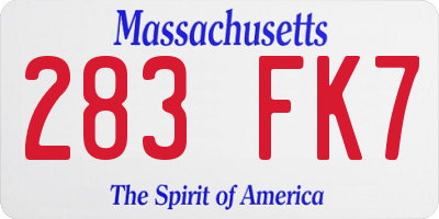 MA license plate 283FK7