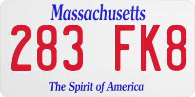 MA license plate 283FK8