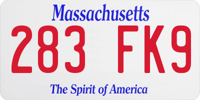 MA license plate 283FK9