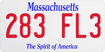 MA license plate 283FL3