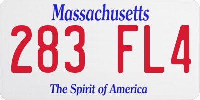 MA license plate 283FL4