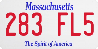 MA license plate 283FL5