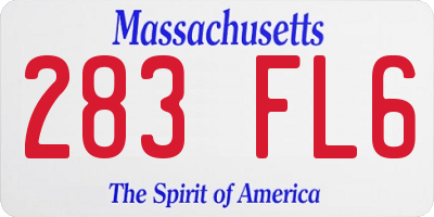 MA license plate 283FL6