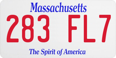 MA license plate 283FL7