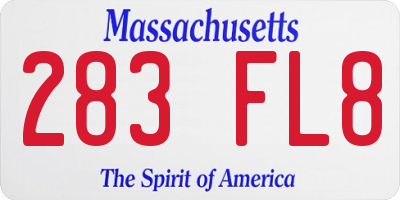 MA license plate 283FL8