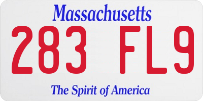 MA license plate 283FL9