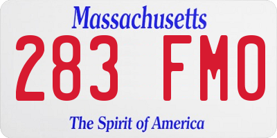 MA license plate 283FM0