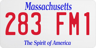 MA license plate 283FM1
