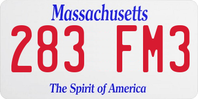 MA license plate 283FM3